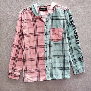 Reason Men's Pink and Green Plaid Casual Button Down Shirt